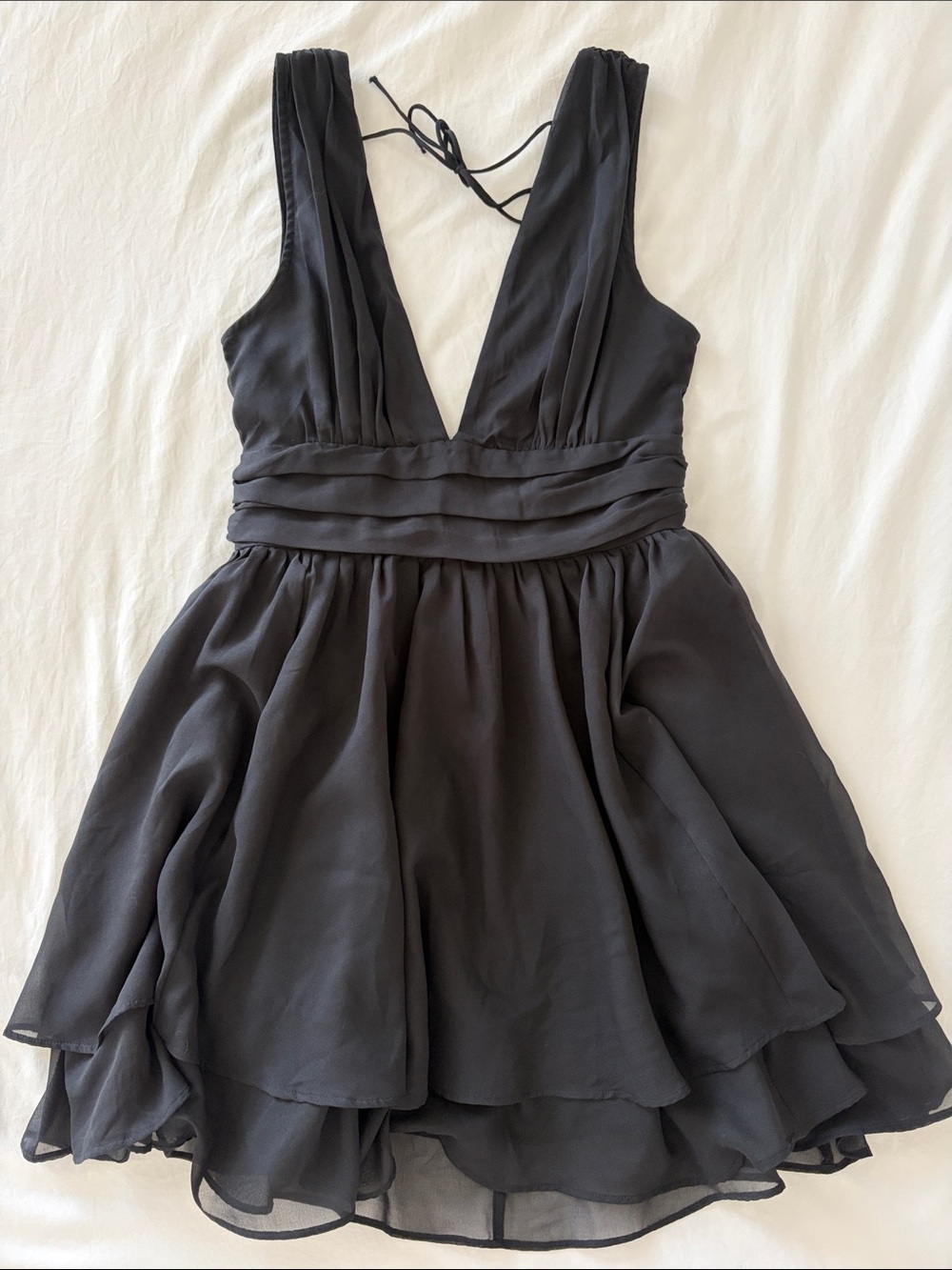 Abercrombie & Fitch Black Deep V Chiffon Mini Dress